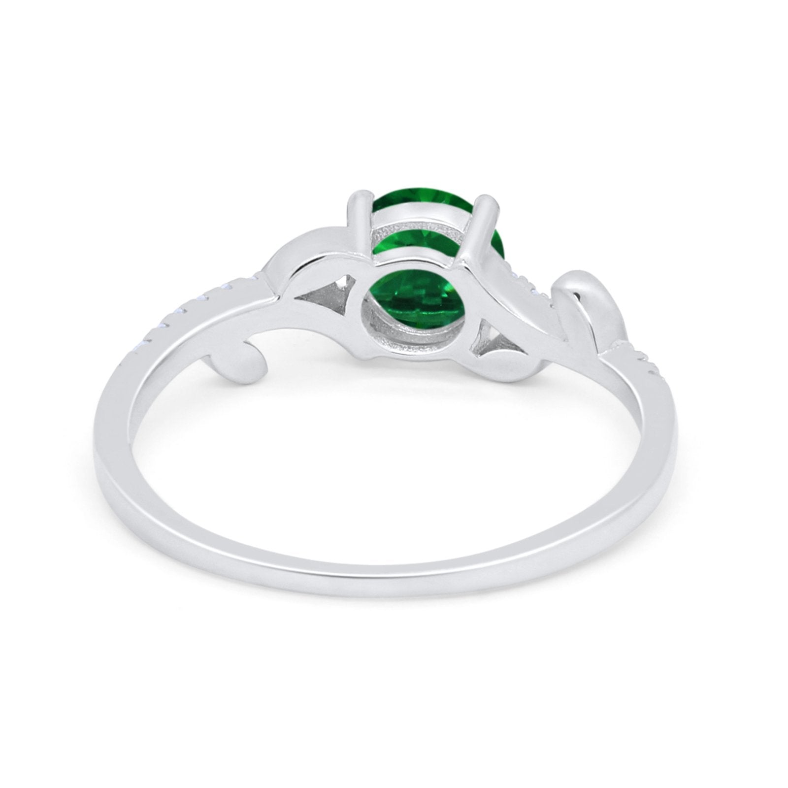 Floral Art Deco Wedding Engagement Bridal Ring Round Cubic Zirconia 925 Sterling Silver