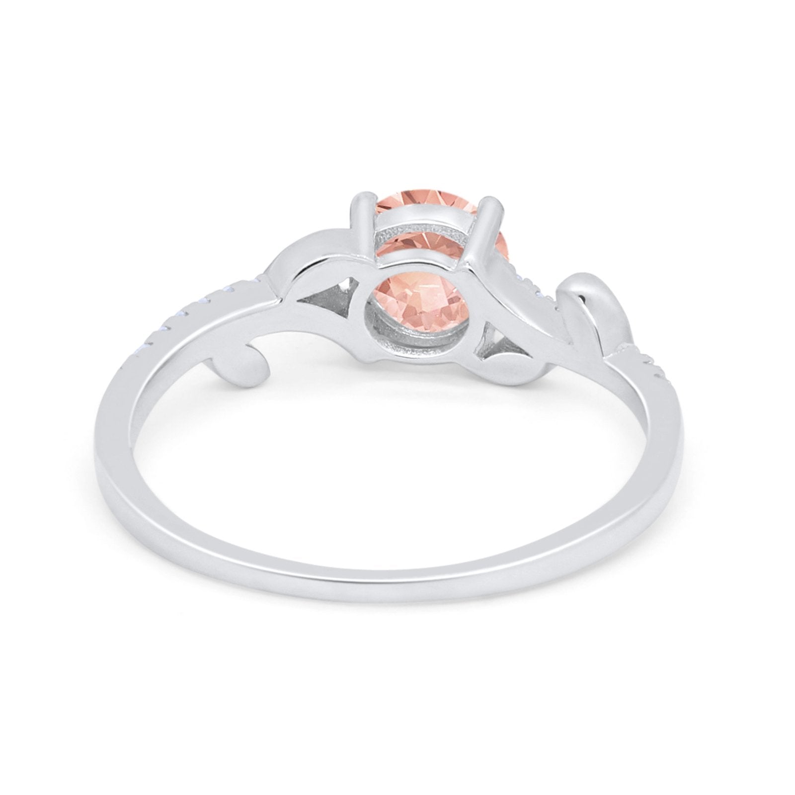 Floral Art Deco Wedding Engagement Bridal Ring Round Cubic Zirconia 925 Sterling Silver