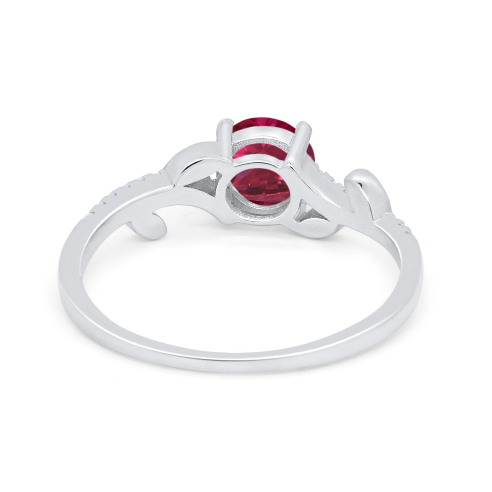 Floral Art Deco Wedding Engagement Bridal Ring Round Cubic Zirconia 925 Sterling Silver