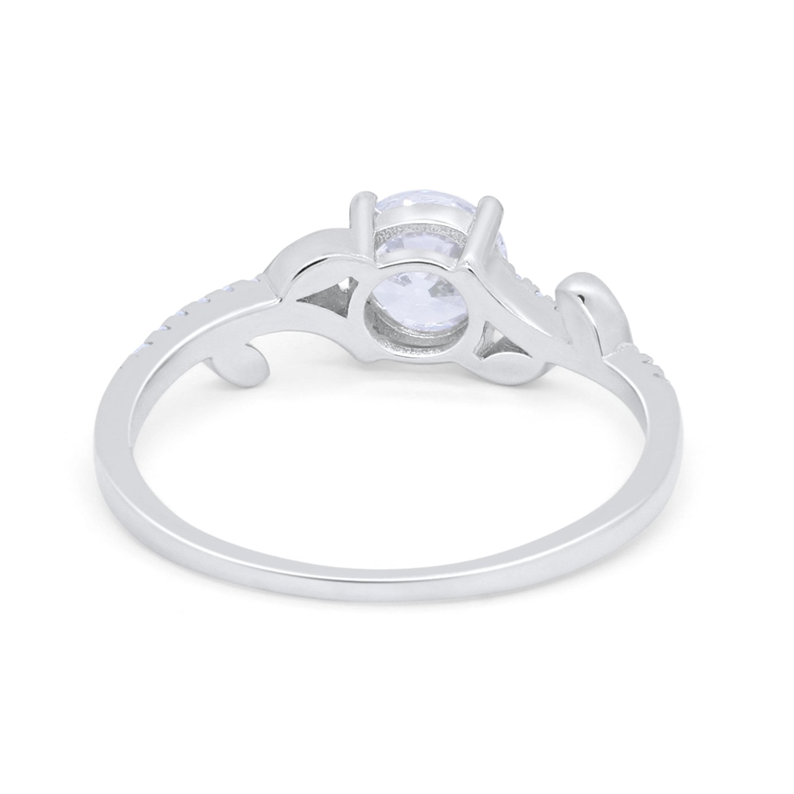 Floral Art Deco Wedding Engagement Bridal Ring Round Cubic Zirconia 925 Sterling Silver