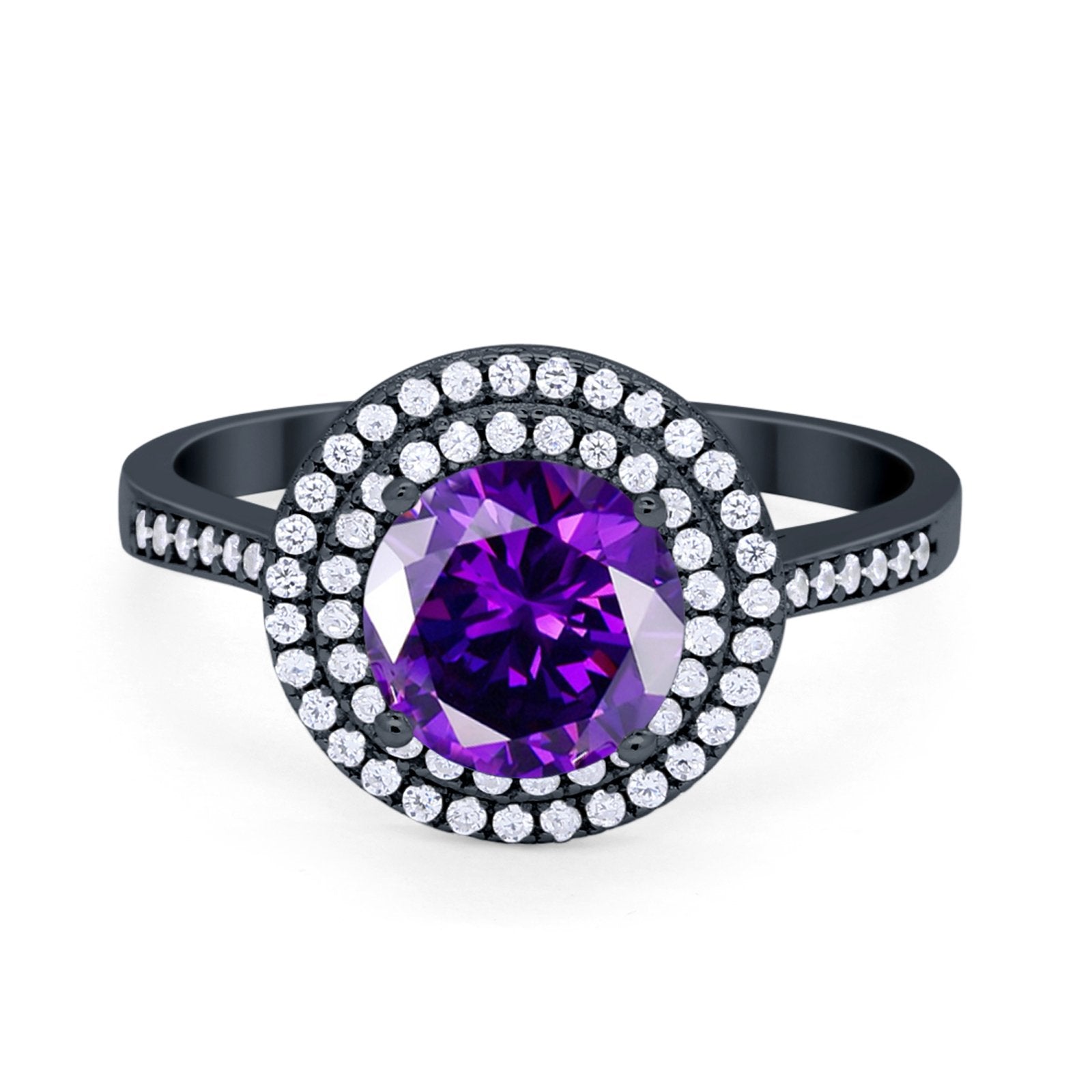 Halo Vintage Style Wedding Engagement Ring Round Cubic Zirconia 925 Sterling Silver