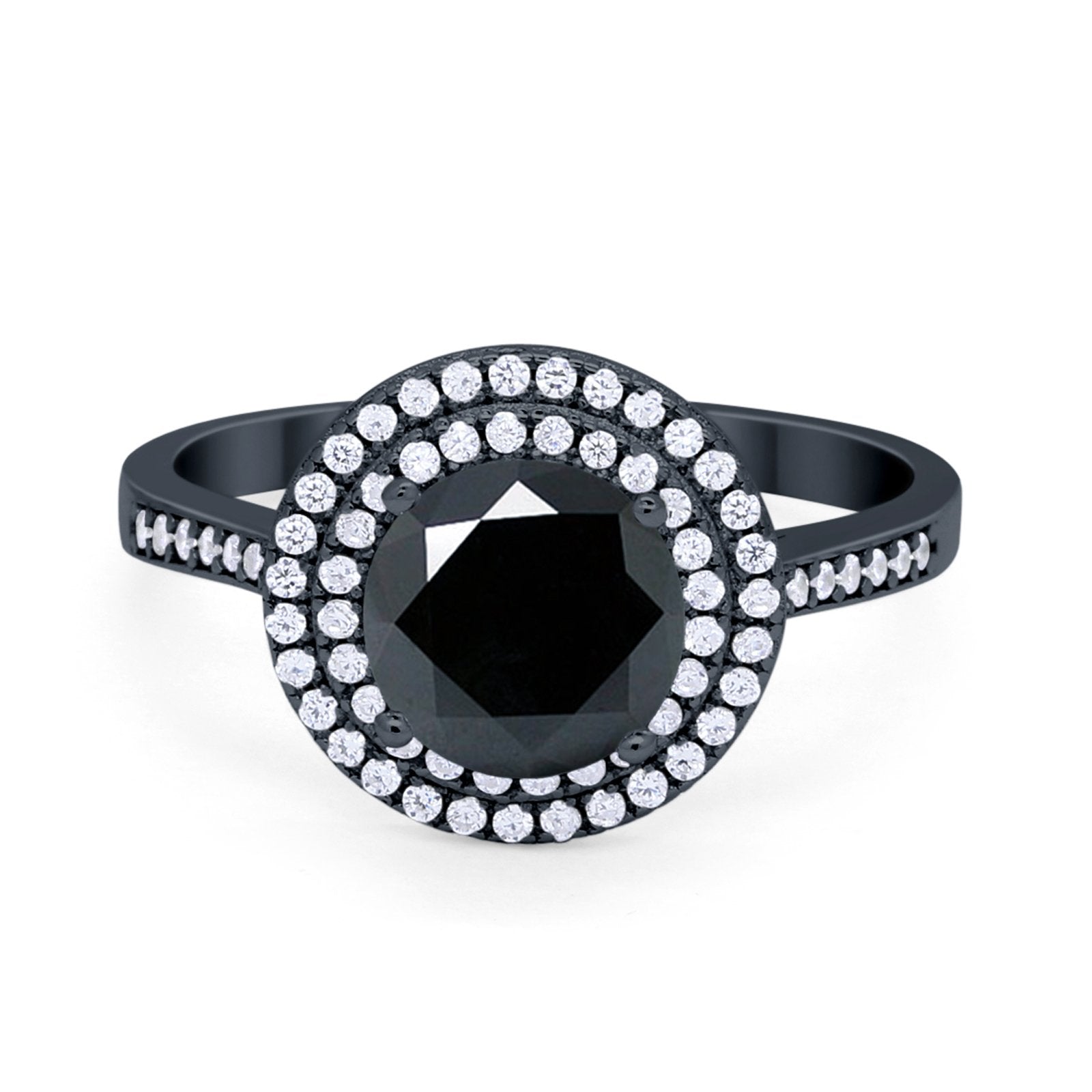 Halo Vintage Style Wedding Engagement Ring Round Cubic Zirconia 925 Sterling Silver