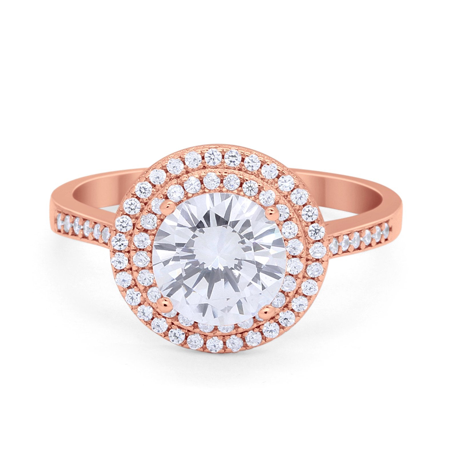 Halo Vintage Style Wedding Engagement Ring Round Cubic Zirconia 925 Sterling Silver