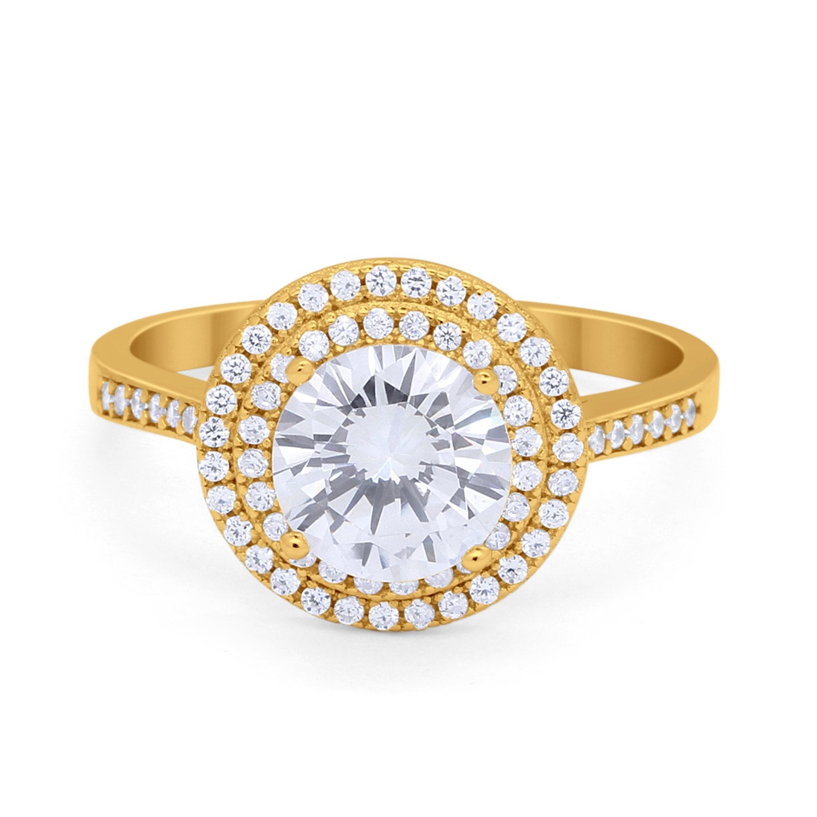 Halo Vintage Style Wedding Engagement Ring Round Cubic Zirconia 925 Sterling Silver