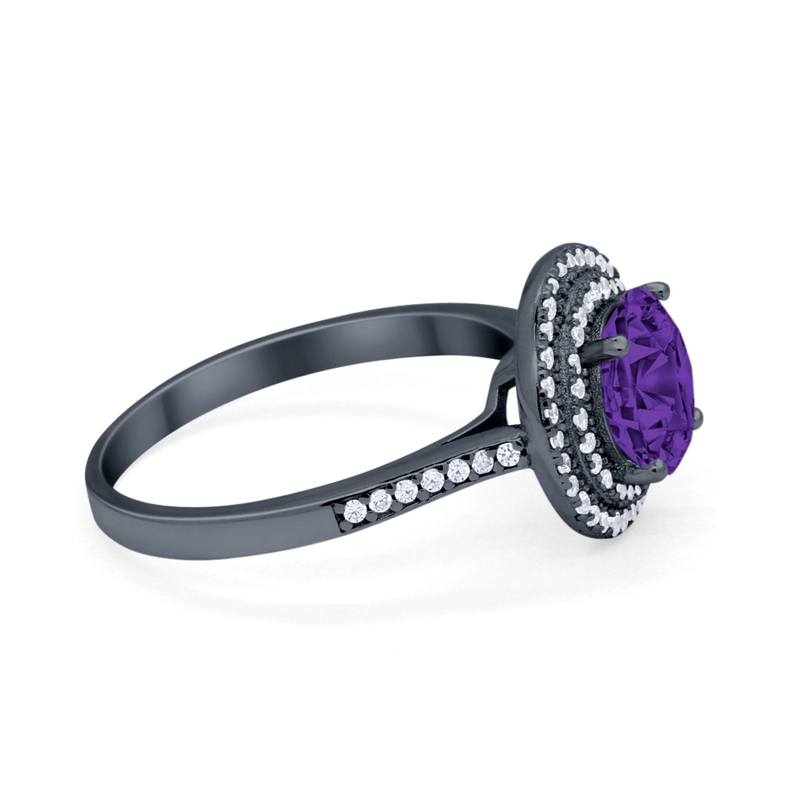Halo Vintage Style Wedding Engagement Ring Round Cubic Zirconia 925 Sterling Silver