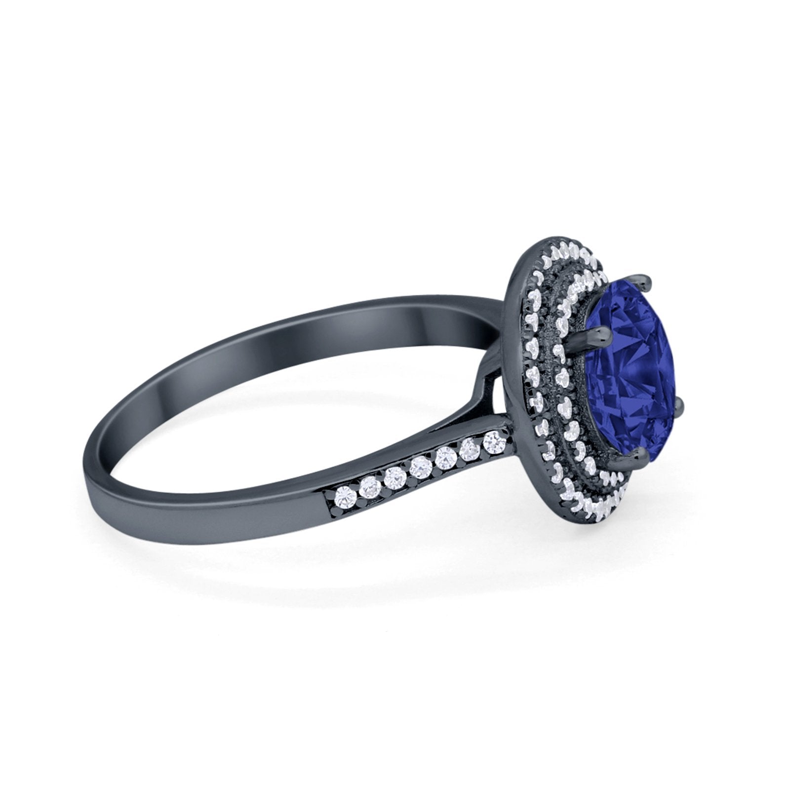 Halo Vintage Style Wedding Engagement Ring Round Cubic Zirconia 925 Sterling Silver