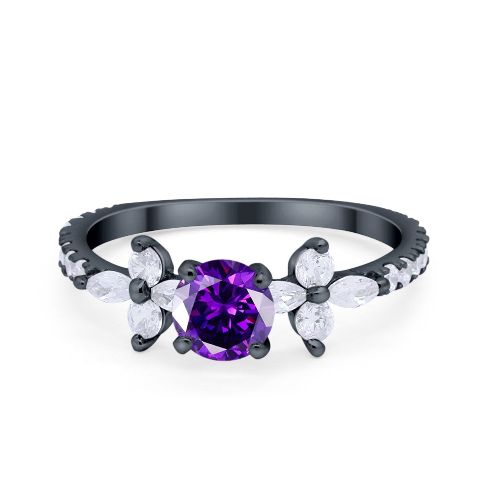 Art Deco Wedding Engagement Ring Marquise Round Cubic Zirconia 925 Sterling Silver