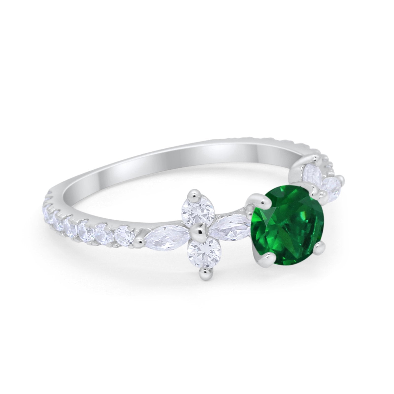 Art Deco Wedding Engagement Ring Marquise Round Cubic Zirconia 925 Sterling Silver