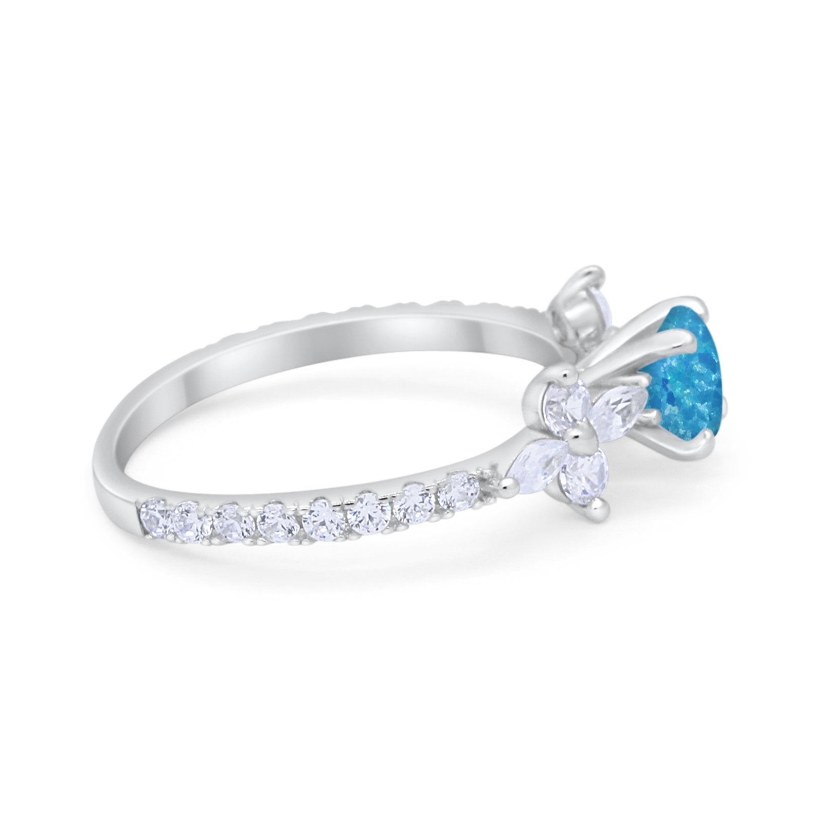 Art Deco Wedding Engagement Ring Marquise Round Cubic Zirconia 925 Sterling Silver
