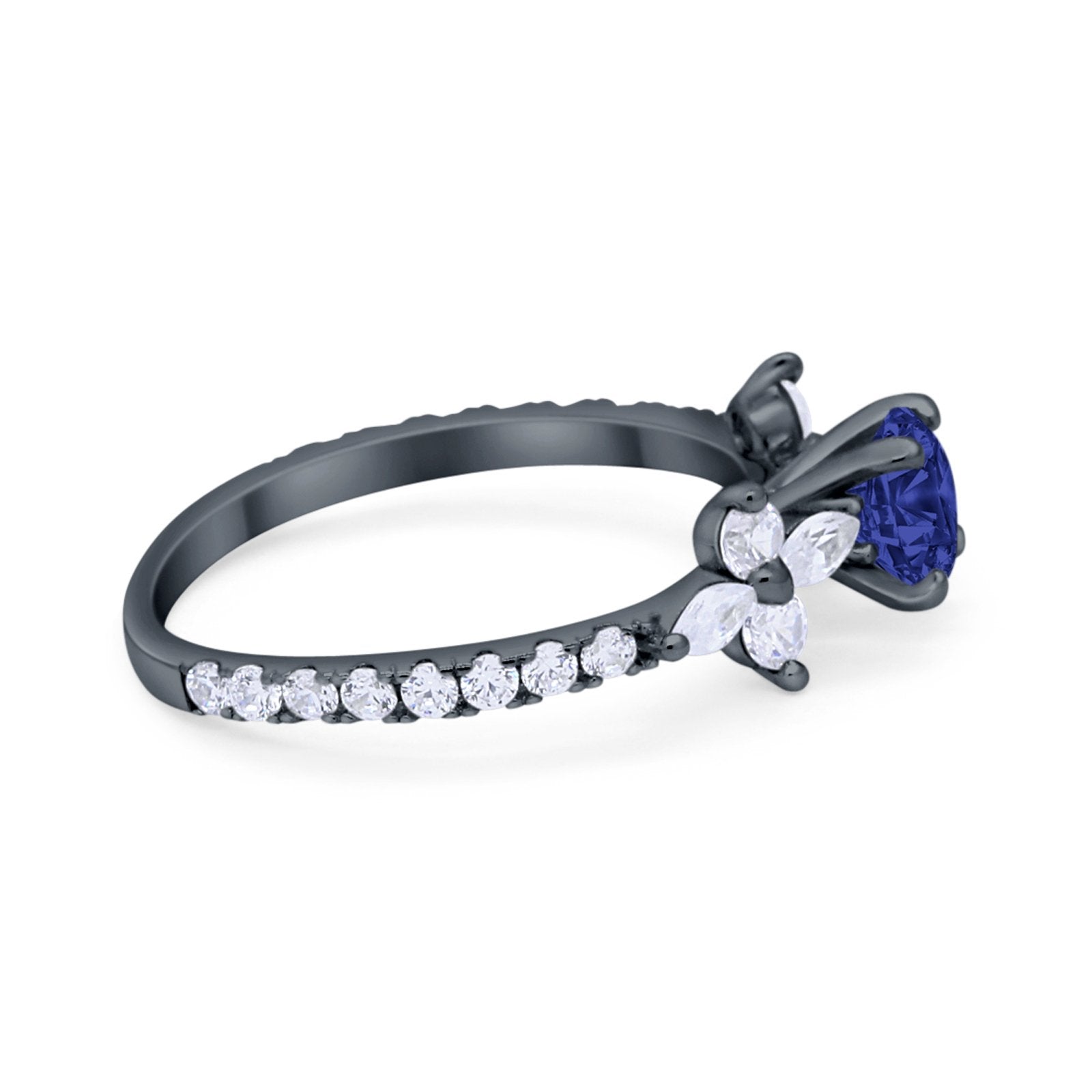 Art Deco Wedding Engagement Ring Marquise Round Cubic Zirconia 925 Sterling Silver