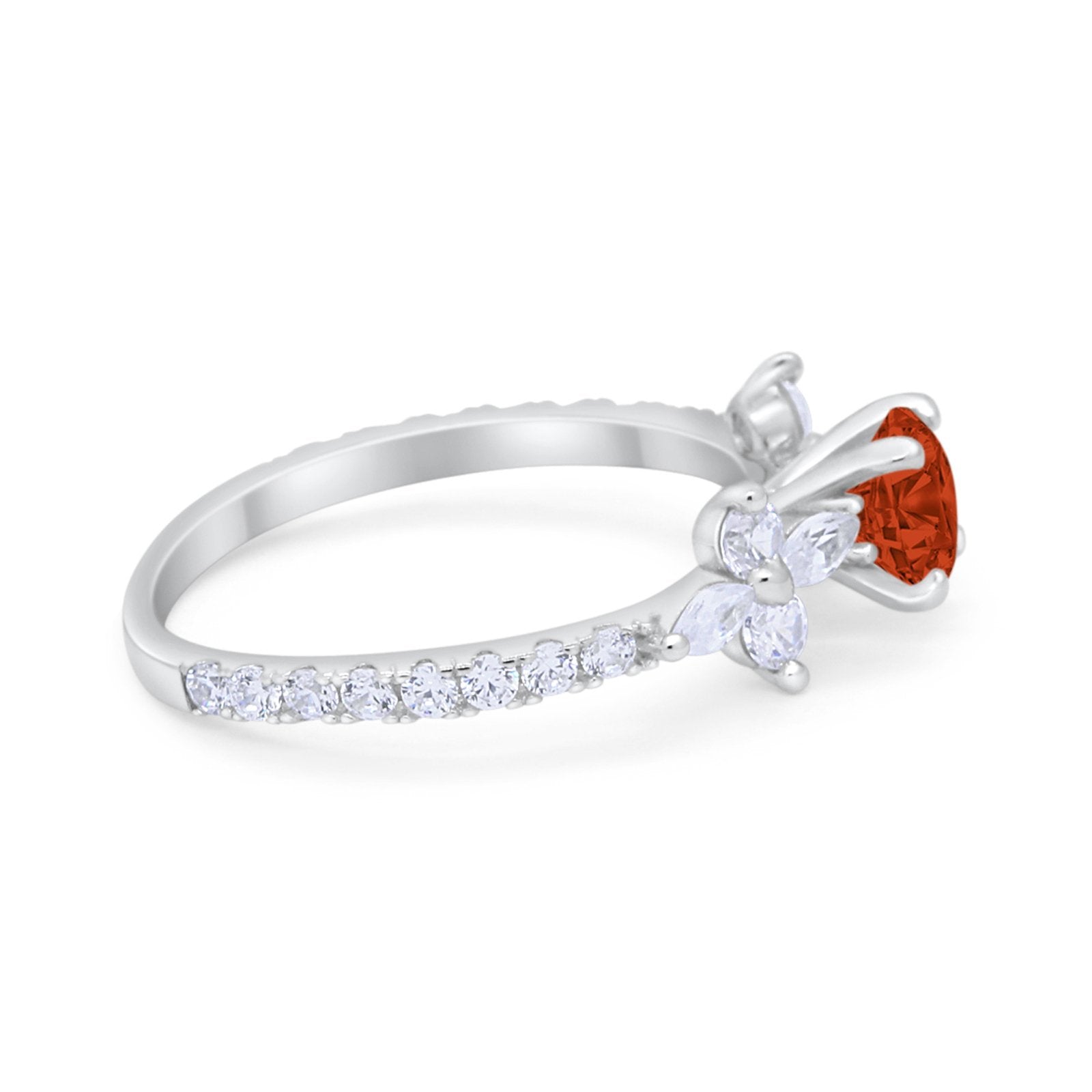Art Deco Wedding Engagement Ring Marquise Round Cubic Zirconia 925 Sterling Silver
