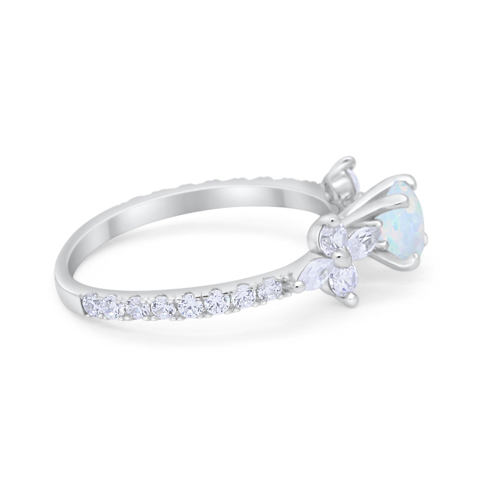 Art Deco Wedding Engagement Ring Marquise Round Cubic Zirconia 925 Sterling Silver