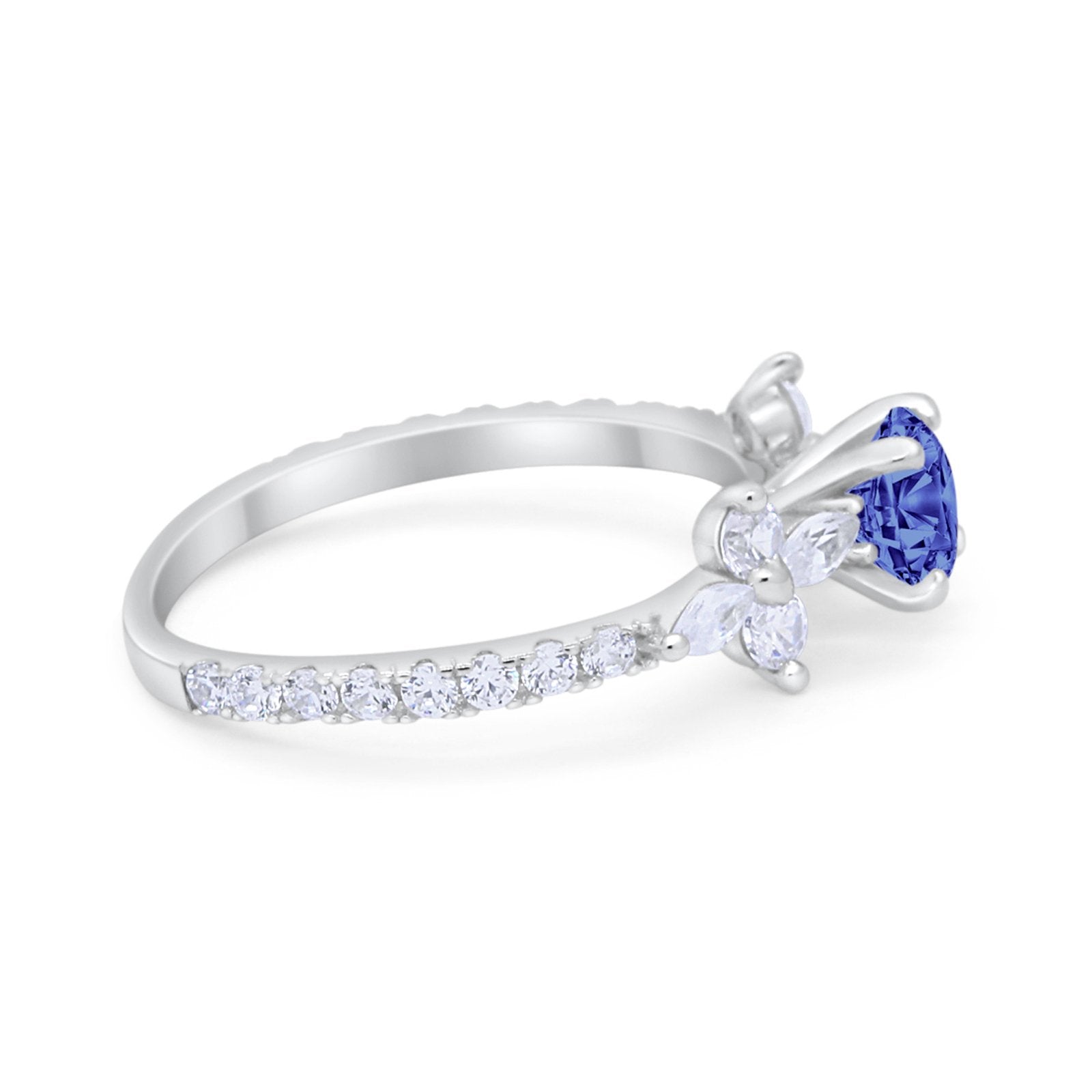 Art Deco Wedding Engagement Ring Marquise Round Cubic Zirconia 925 Sterling Silver