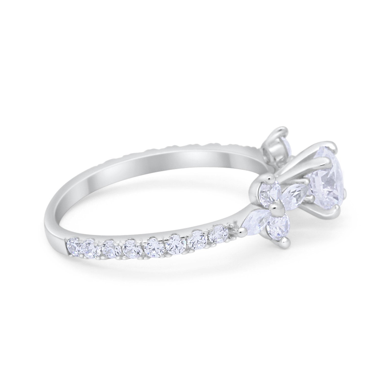Art Deco Wedding Engagement Ring Marquise Round Cubic Zirconia 925 Sterling Silver