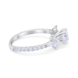 Art Deco Wedding Engagement Ring Marquise Round Cubic Zirconia 925 Sterling Silver