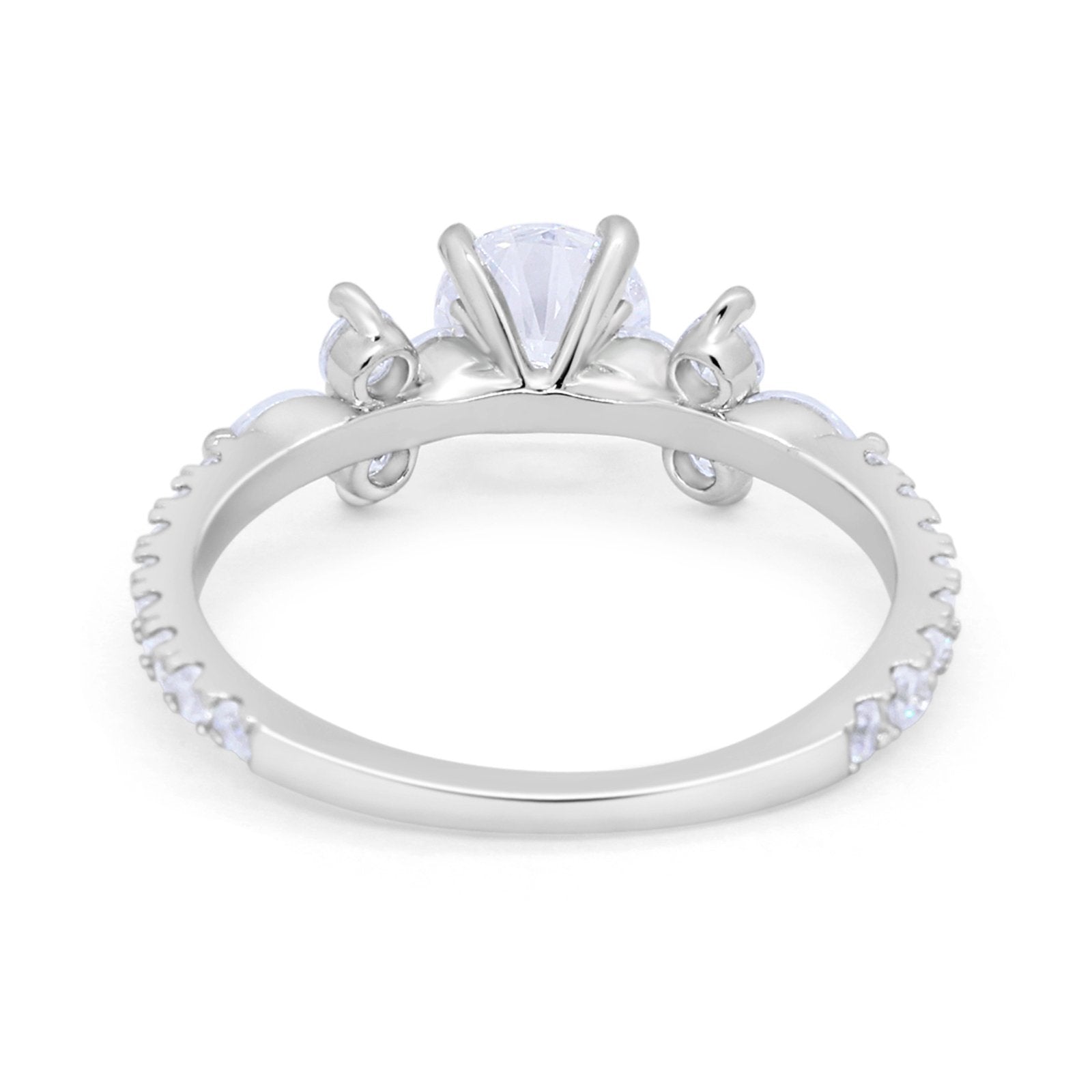 Art Deco Wedding Engagement Ring Marquise Round Cubic Zirconia 925 Sterling Silver
