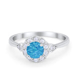 Halo Wedding Engagement Vintage Style Bridal Ring Round Cubic Zirconia 925 Sterling Silver