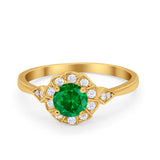 Halo Wedding Engagement Vintage Style Bridal Ring Round Cubic Zirconia 925 Sterling Silver