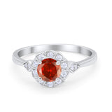 Halo Wedding Engagement Vintage Style Bridal Ring Round Cubic Zirconia 925 Sterling Silver