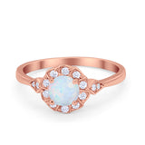 Halo Wedding Engagement Vintage Style Bridal Ring Round Cubic Zirconia 925 Sterling Silver