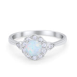 Halo Wedding Engagement Vintage Style Bridal Ring Round Cubic Zirconia 925 Sterling Silver