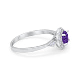 Halo Wedding Engagement Vintage Style Bridal Ring Round Cubic Zirconia 925 Sterling Silver