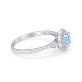 Halo Wedding Engagement Vintage Style Bridal Ring Round Cubic Zirconia 925 Sterling Silver