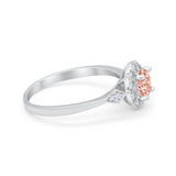 Halo Wedding Engagement Vintage Style Bridal Ring Round Cubic Zirconia 925 Sterling Silver