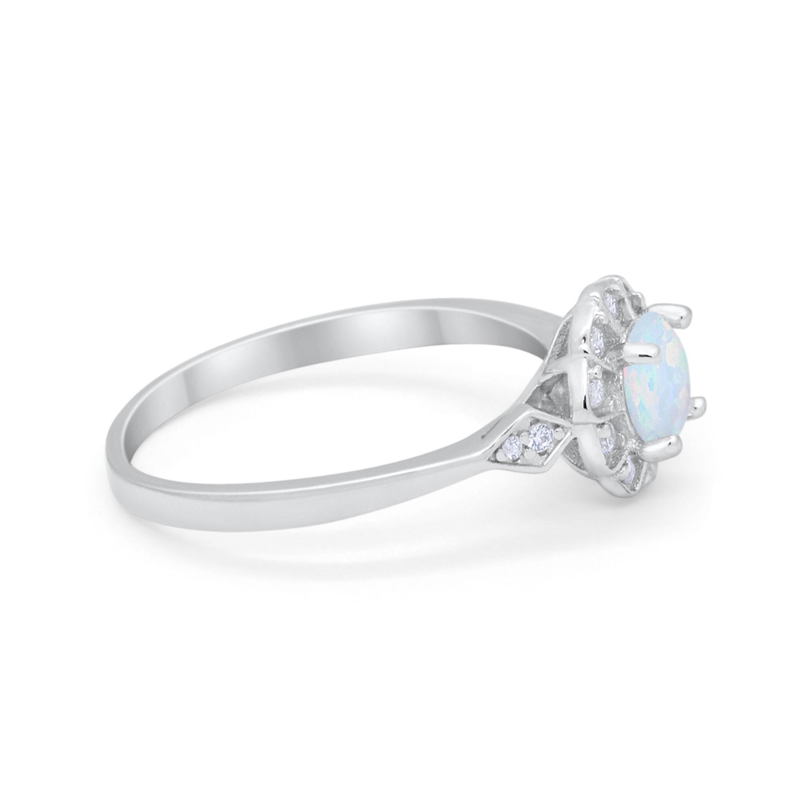 Halo Wedding Engagement Vintage Style Bridal Ring Round Cubic Zirconia 925 Sterling Silver