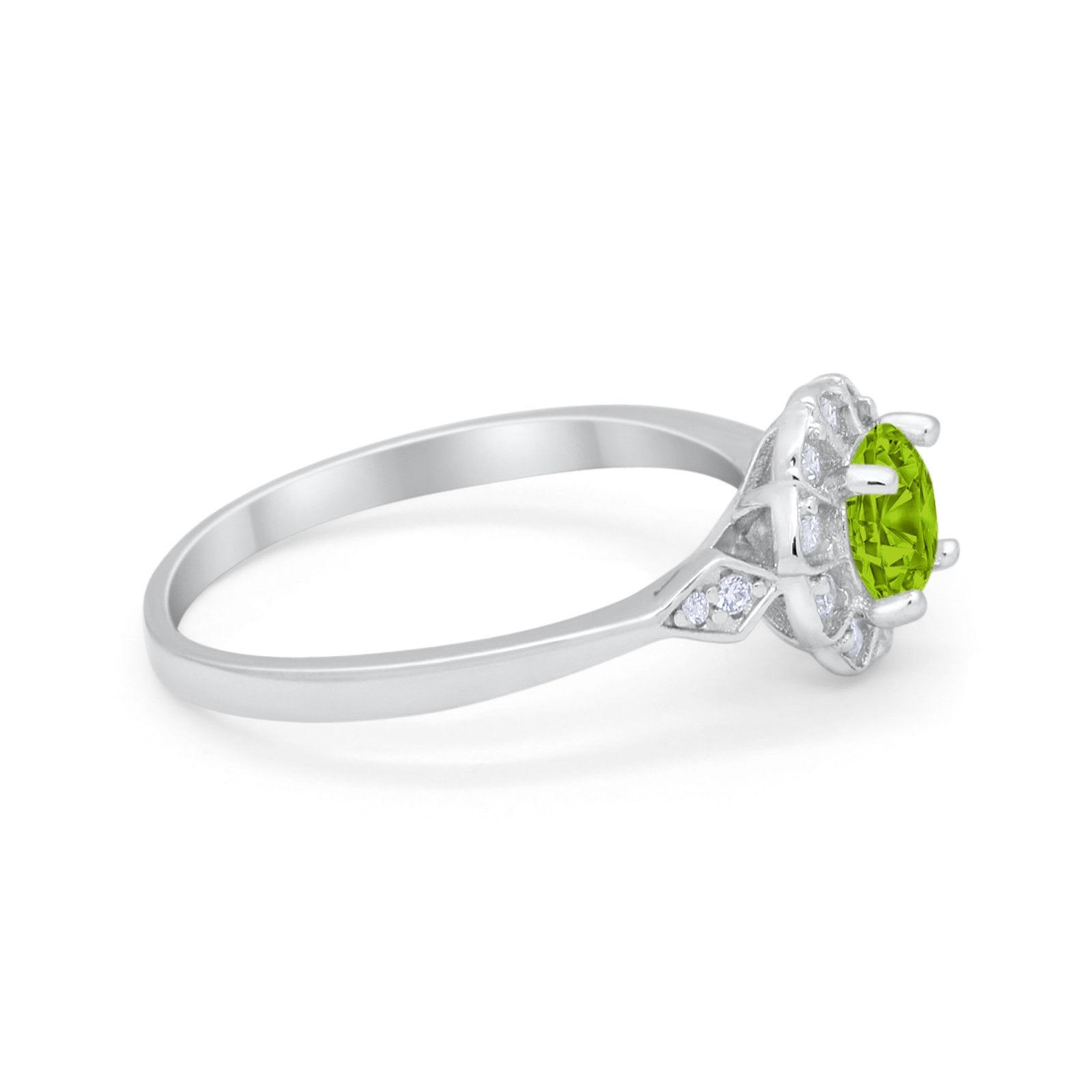 Halo Wedding Engagement Vintage Style Bridal Ring Round Cubic Zirconia 925 Sterling Silver