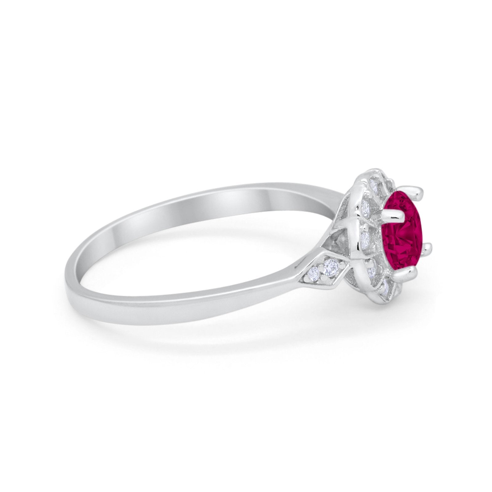 Halo Wedding Engagement Vintage Style Bridal Ring Round Cubic Zirconia 925 Sterling Silver