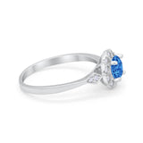 Halo Wedding Engagement Vintage Style Bridal Ring Round Cubic Zirconia 925 Sterling Silver