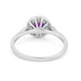 Halo Wedding Engagement Vintage Style Bridal Ring Round Cubic Zirconia 925 Sterling Silver