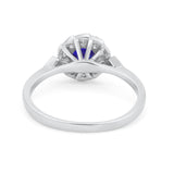 Halo Wedding Engagement Vintage Style Bridal Ring Round Cubic Zirconia 925 Sterling Silver