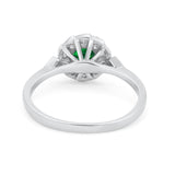 Halo Wedding Engagement Vintage Style Bridal Ring Round Cubic Zirconia 925 Sterling Silver