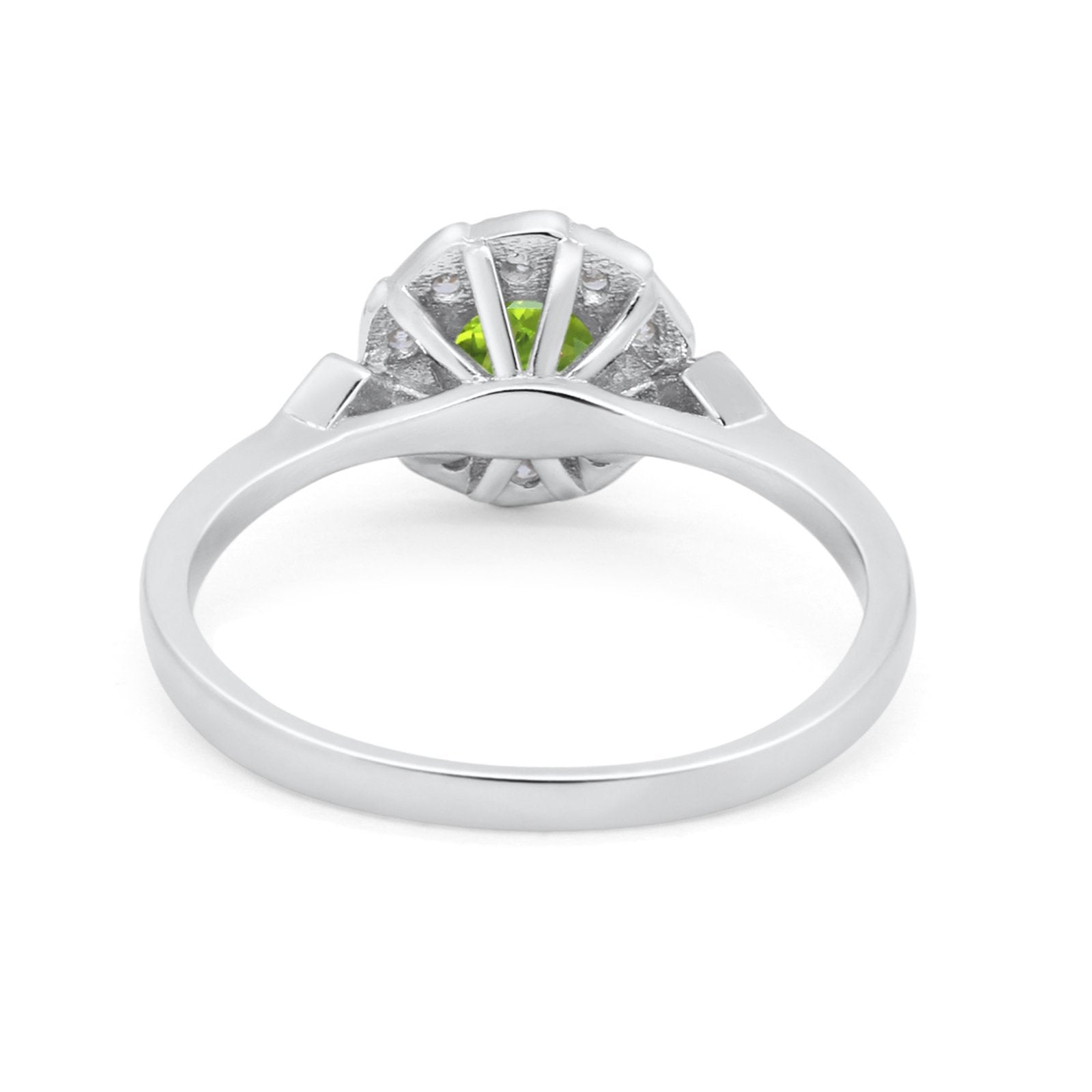 Halo Wedding Engagement Vintage Style Bridal Ring Round Cubic Zirconia 925 Sterling Silver