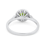 Halo Wedding Engagement Vintage Style Bridal Ring Round Cubic Zirconia 925 Sterling Silver