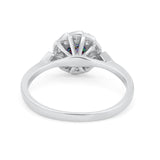 Halo Wedding Engagement Vintage Style Bridal Ring Round Cubic Zirconia 925 Sterling Silver