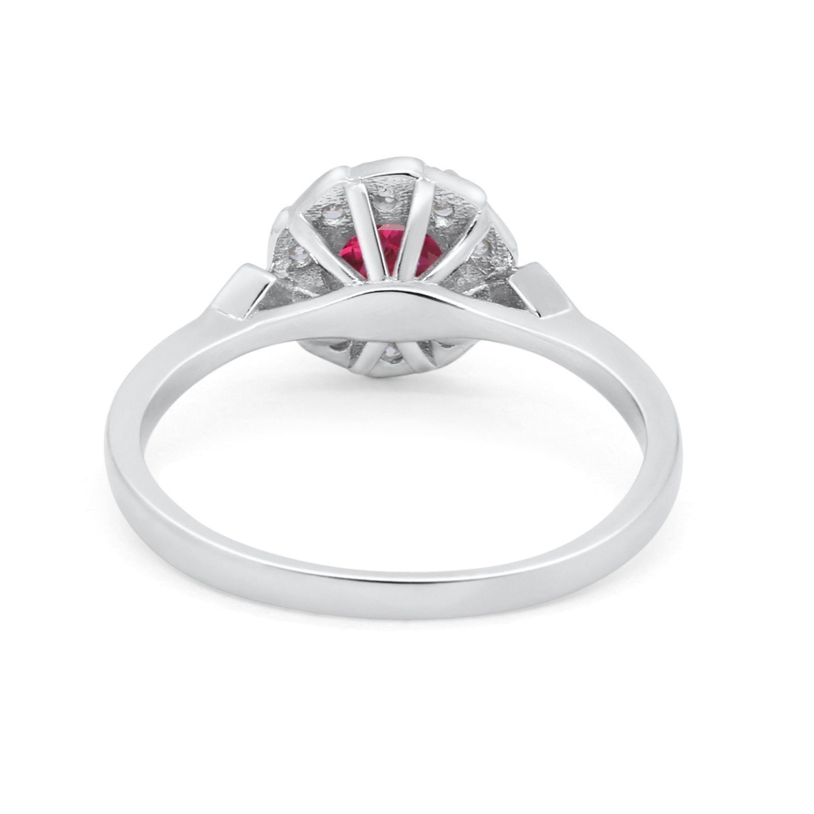 Halo Wedding Engagement Vintage Style Bridal Ring Round Cubic Zirconia 925 Sterling Silver