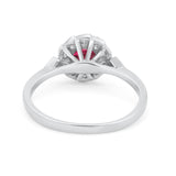 Halo Wedding Engagement Vintage Style Bridal Ring Round Cubic Zirconia 925 Sterling Silver