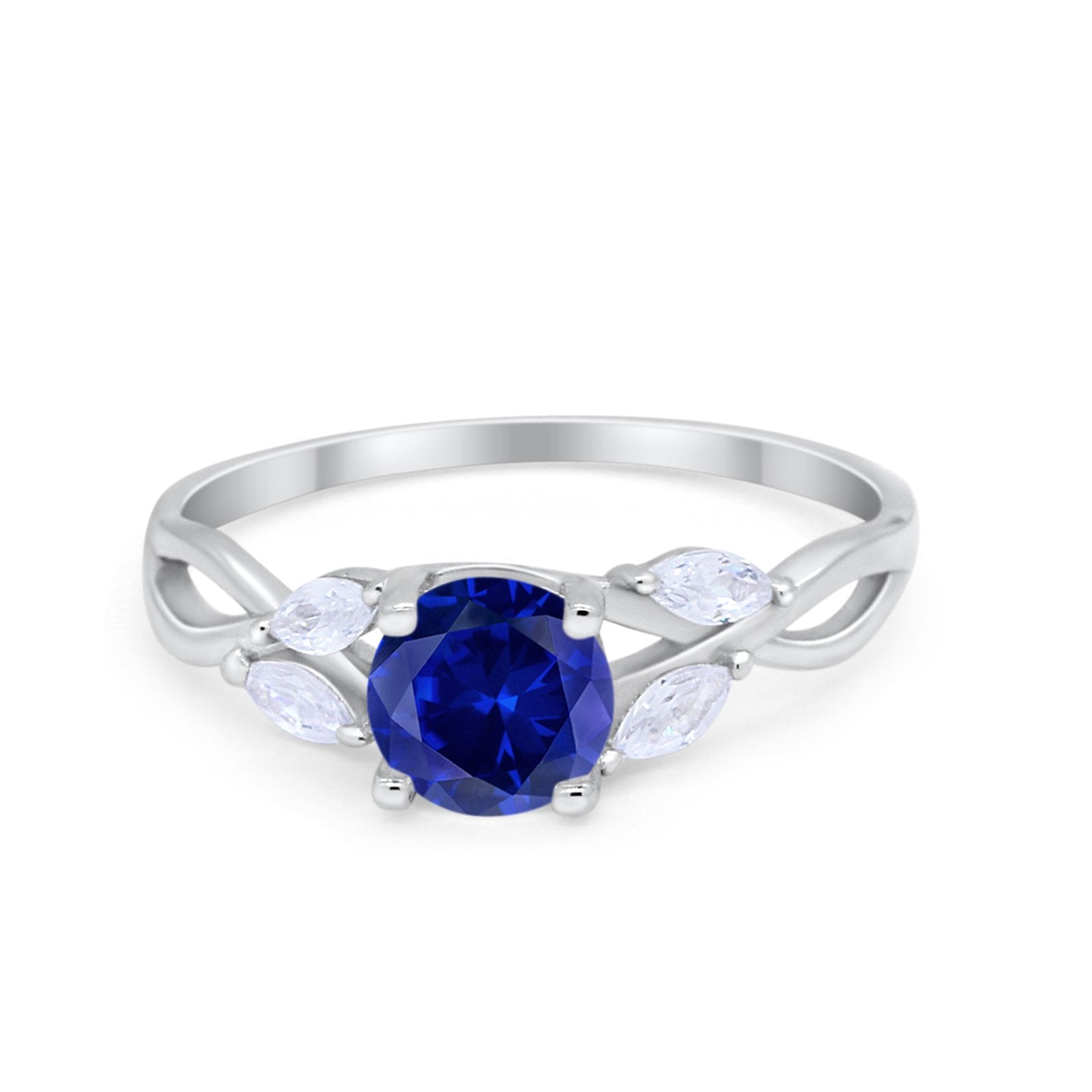 Art Deco Wedding Ring Marquise Simulated Cubic Zirconia 925 Sterling Silver