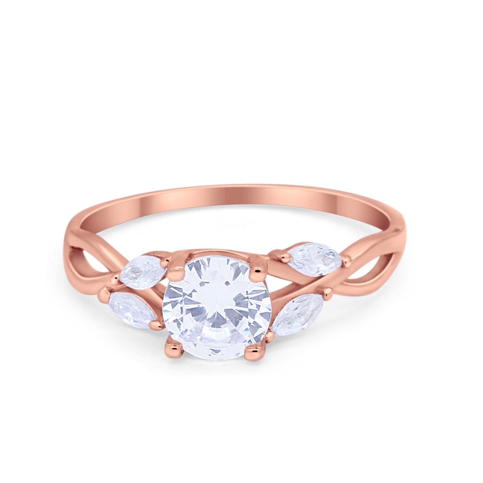 Art Deco Wedding Ring Marquise Simulated Cubic Zirconia 925 Sterling Silver