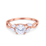 Art Deco Wedding Ring Marquise Simulated Cubic Zirconia 925 Sterling Silver