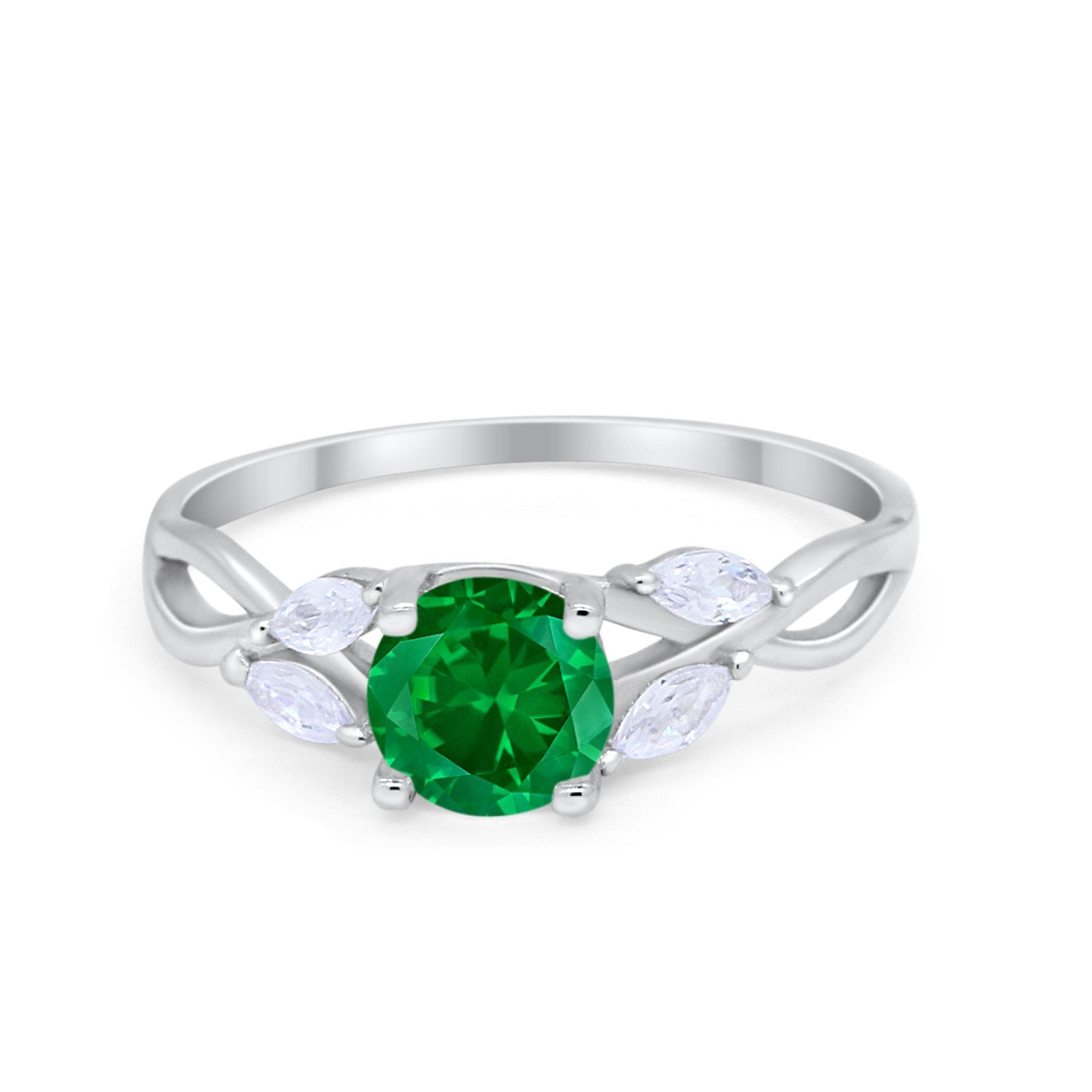 Art Deco Wedding Ring Marquise Simulated Cubic Zirconia 925 Sterling Silver