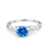 Art Deco Wedding Ring Marquise Simulated Cubic Zirconia 925 Sterling Silver