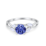 Art Deco Wedding Ring Marquise Simulated Cubic Zirconia 925 Sterling Silver