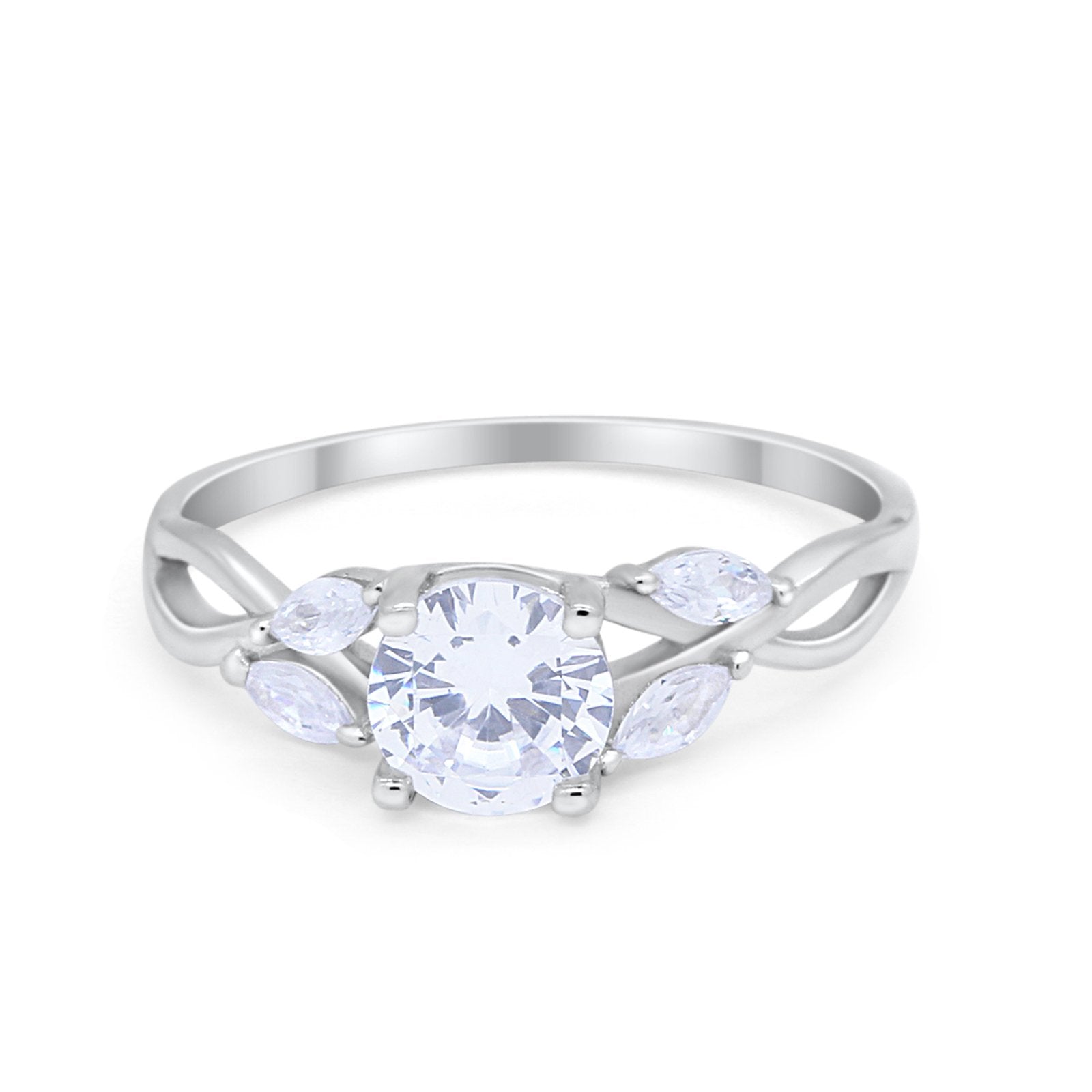 Art Deco Wedding Ring Marquise Simulated Cubic Zirconia 925 Sterling Silver