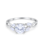 Art Deco Wedding Ring Marquise Simulated Cubic Zirconia 925 Sterling Silver