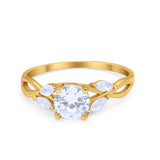 Art Deco Wedding Ring Marquise Simulated Cubic Zirconia 925 Sterling Silver