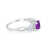 Art Deco Wedding Ring Marquise Simulated Cubic Zirconia 925 Sterling Silver